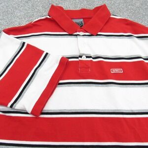 Avirex Polo Shirt Mens XL Red White Striped Short Sleeve Cotton Logo Casual
